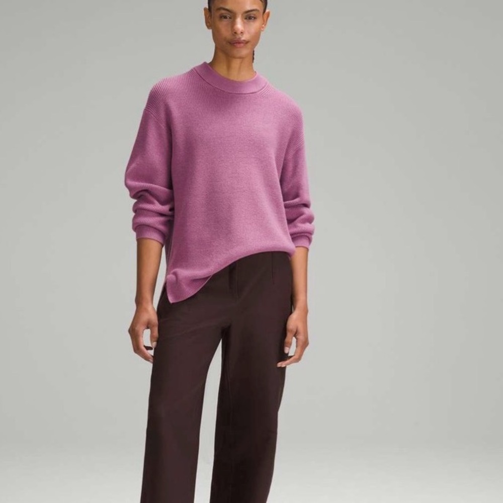 Perfect Lululemon Merino Wool Blend Ribbed Crewneck Sweater 6 Velvet Dust